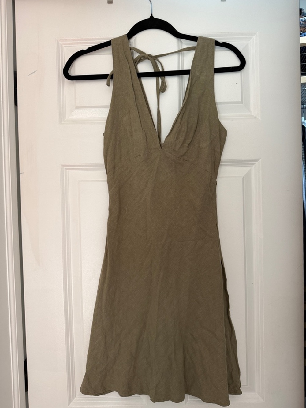 Princess Polly Olive Green Sleeveless V-Neck Mini Dress